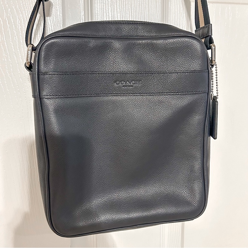 Coach Navy Charles Flight Leather Bag
